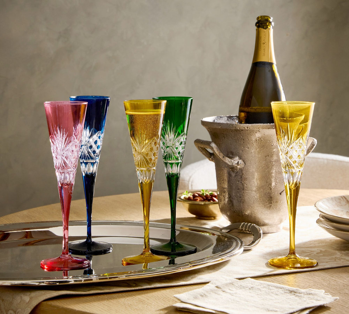 Antique Cut Champagne Flutes