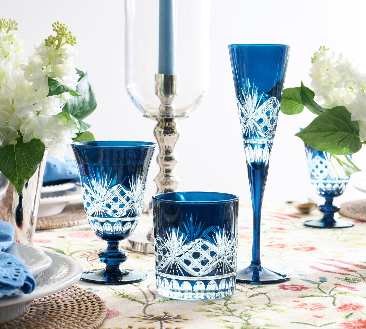 Antique Cut Double Old Fashioned Glasses