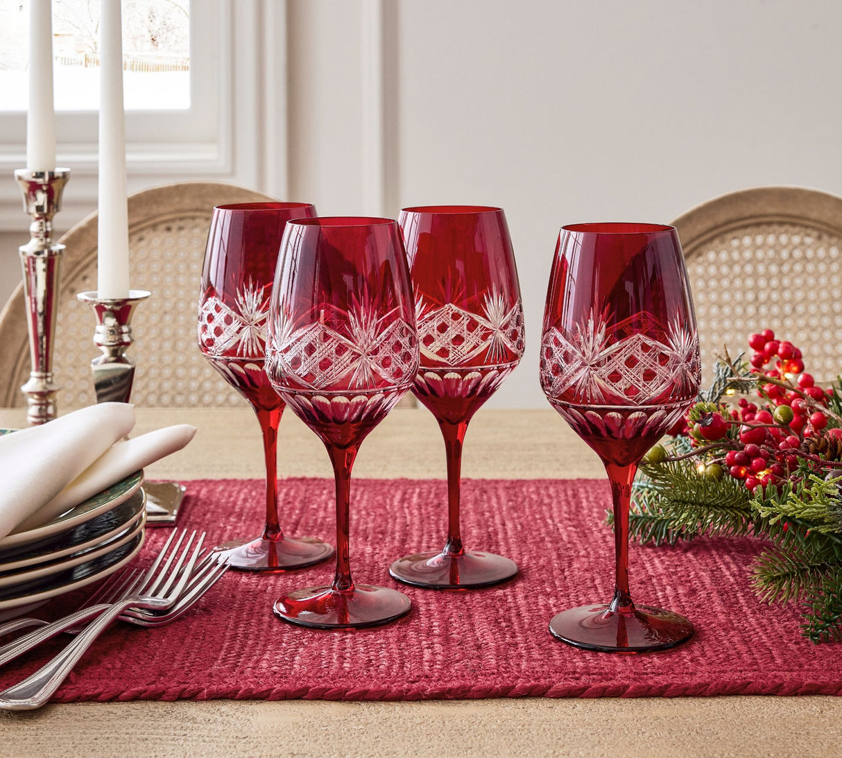 Antique Cut Wine Stem Glasses