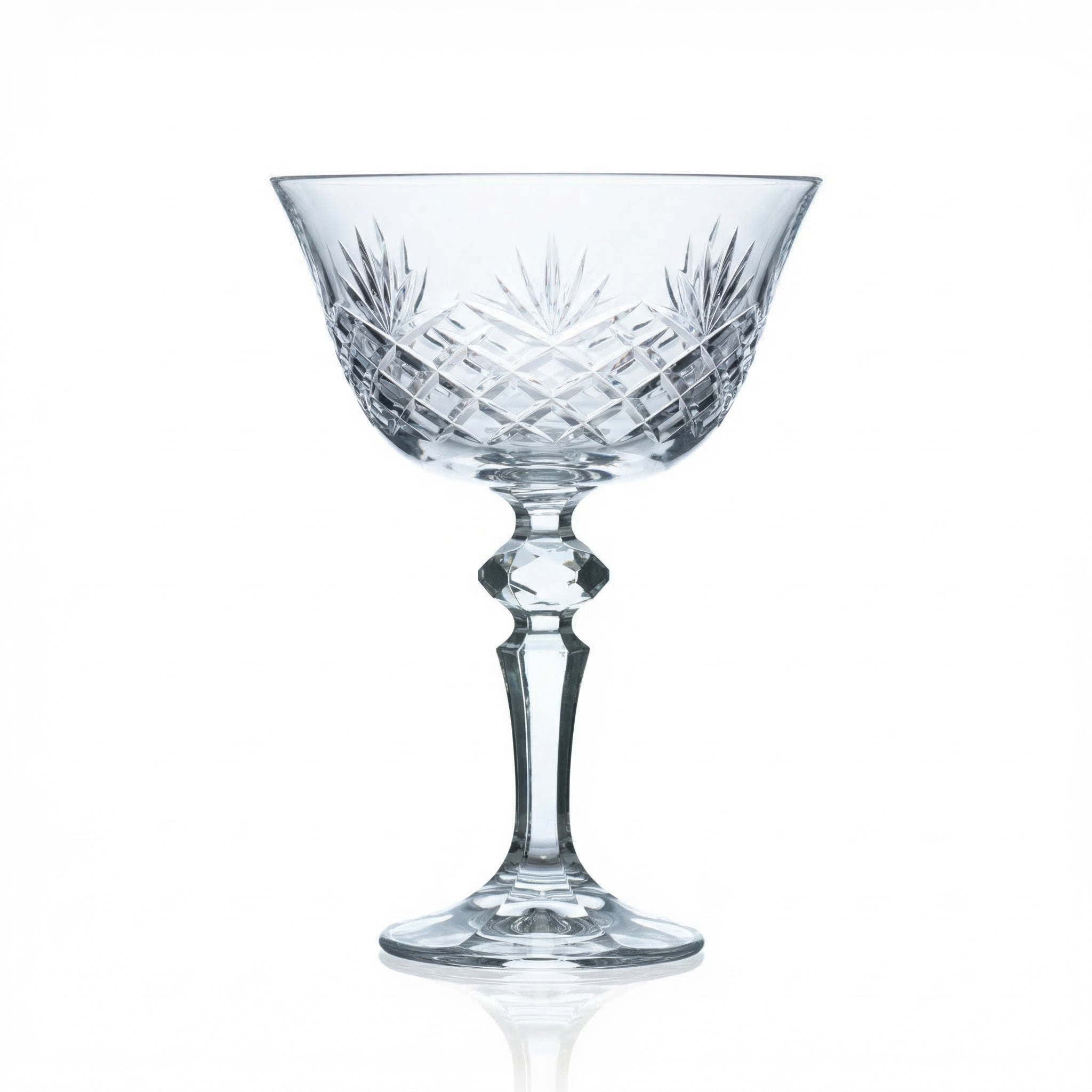 Ara Cut Crystal Champagne Coupe Glass - Margerie Crystal USA