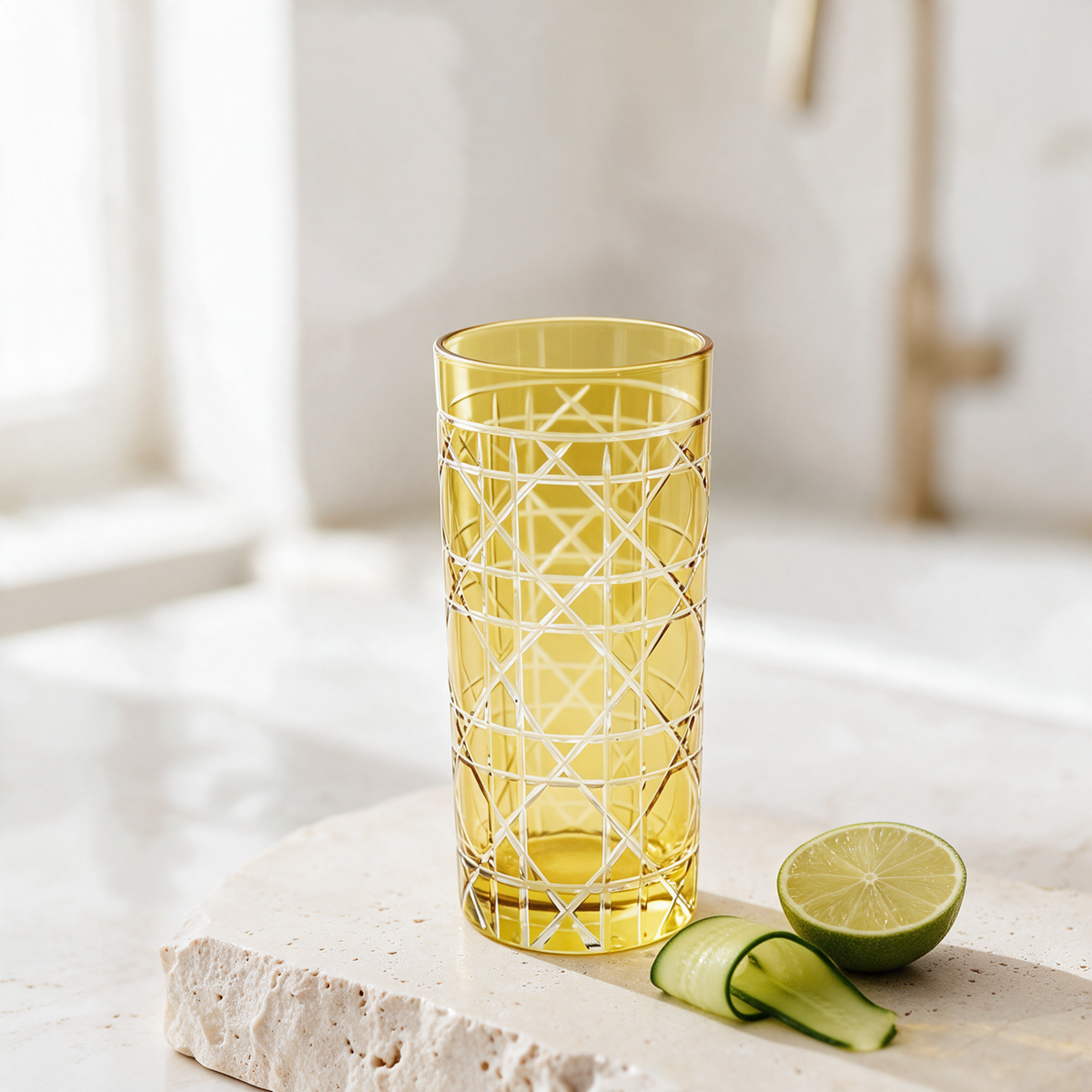 Gloria Cut Crystal Highball Glass - Margerie Crystal USA