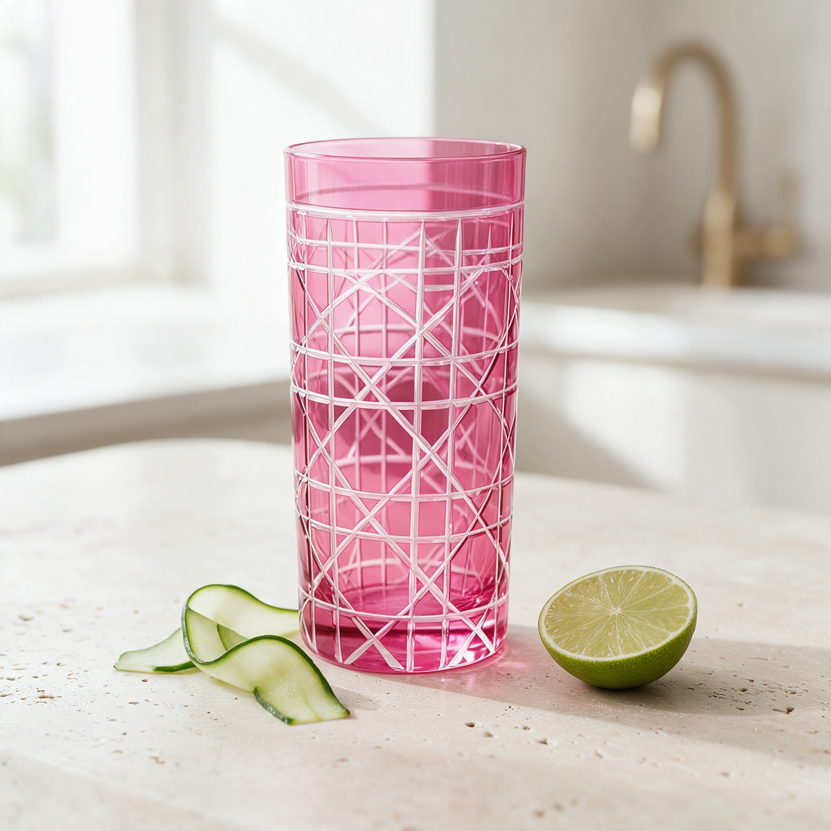 Gloria Cut Crystal Highball Glass - Margerie Crystal USA