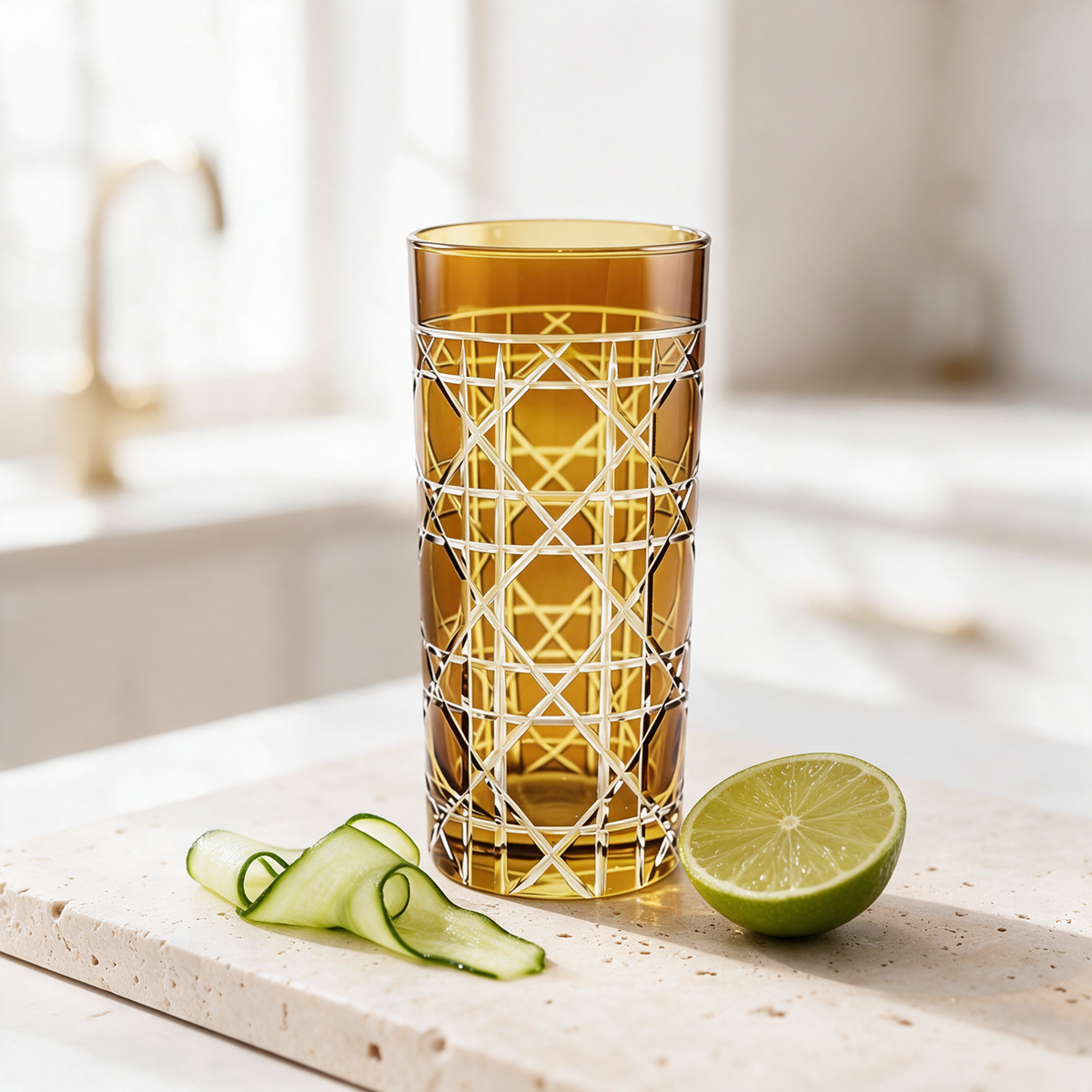 Gloria Cut Crystal Highball Glass - Margerie Crystal USA