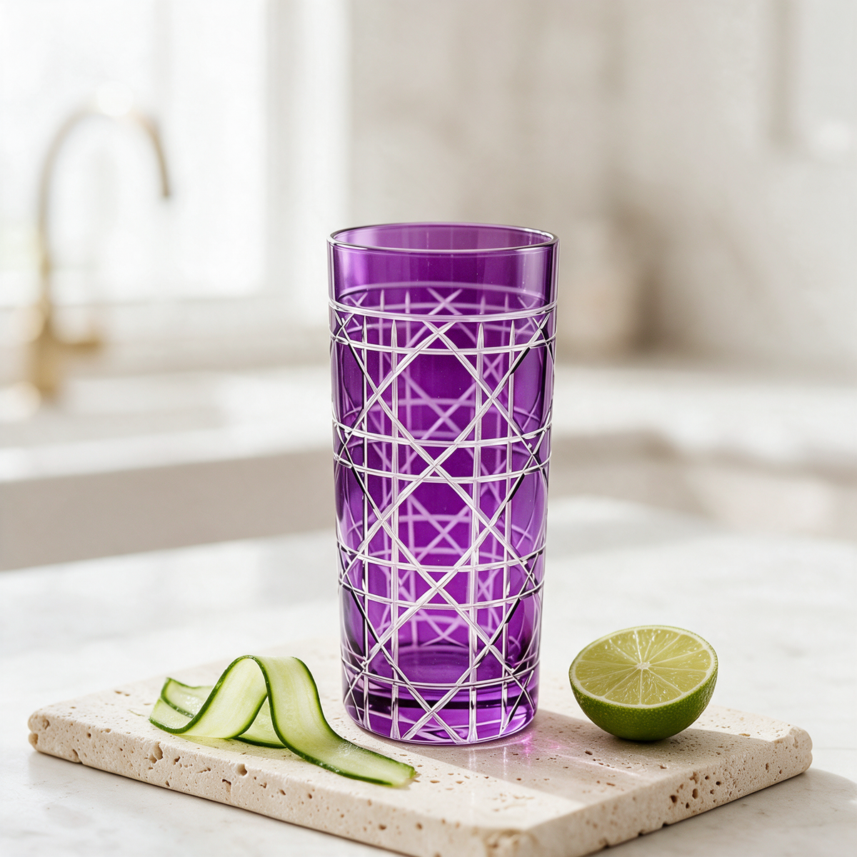 Gloria Cut Crystal Highball Glass - Margerie Crystal USA
