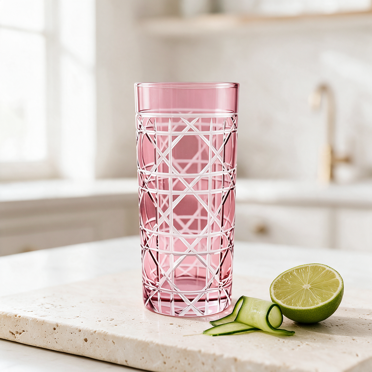 Gloria Cut Crystal Highball Glass - Margerie Crystal USA