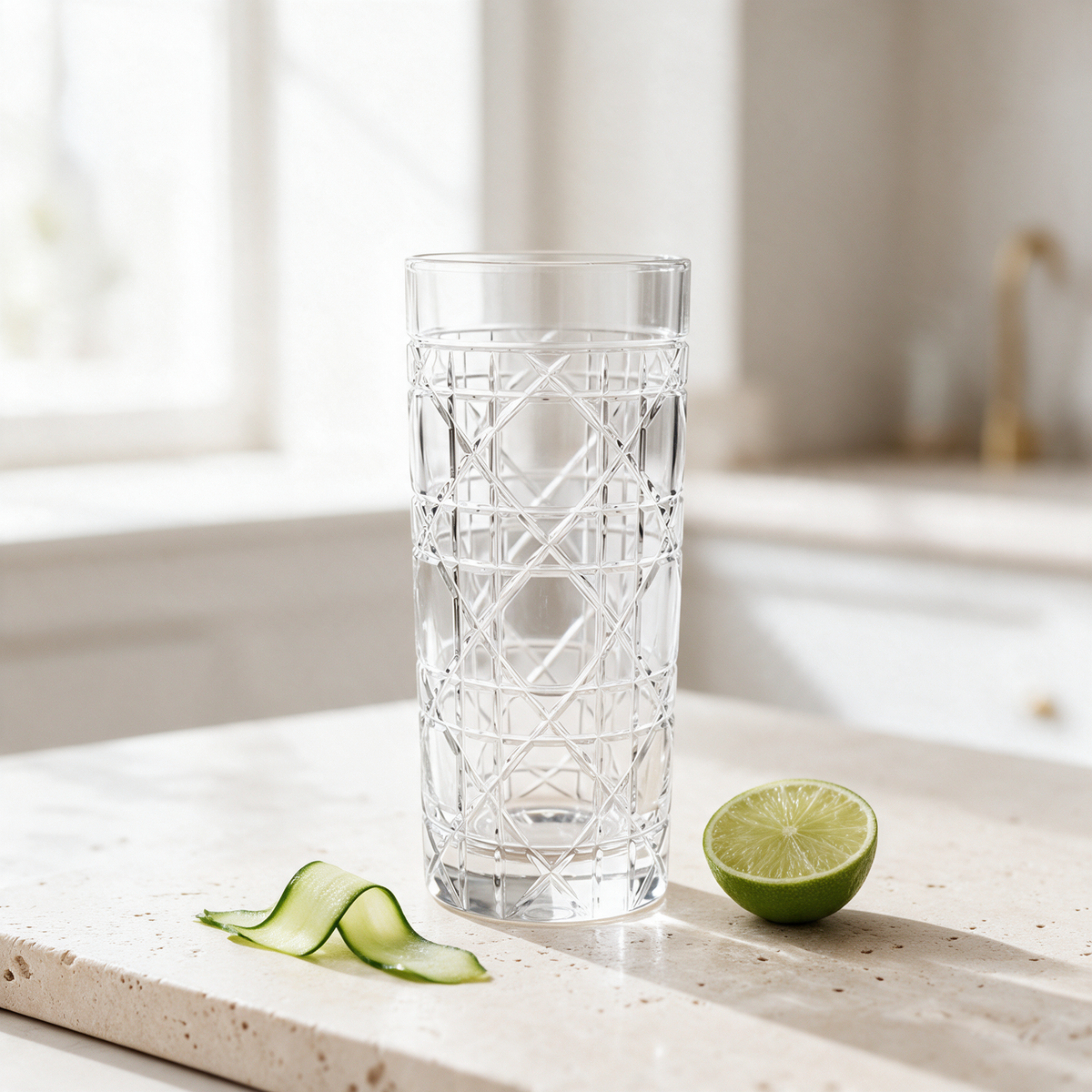 Gloria Cut Crystal Highball Glass - Margerie Crystal USA