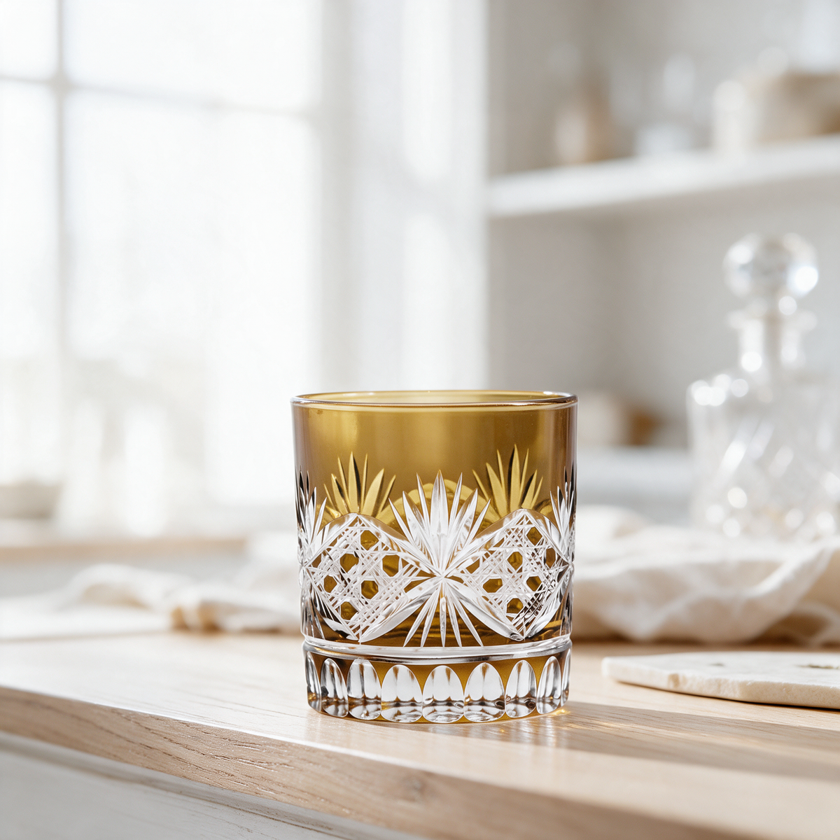 Victorian Cut Double Old Fashioned Glass - Margerie Crystal USA