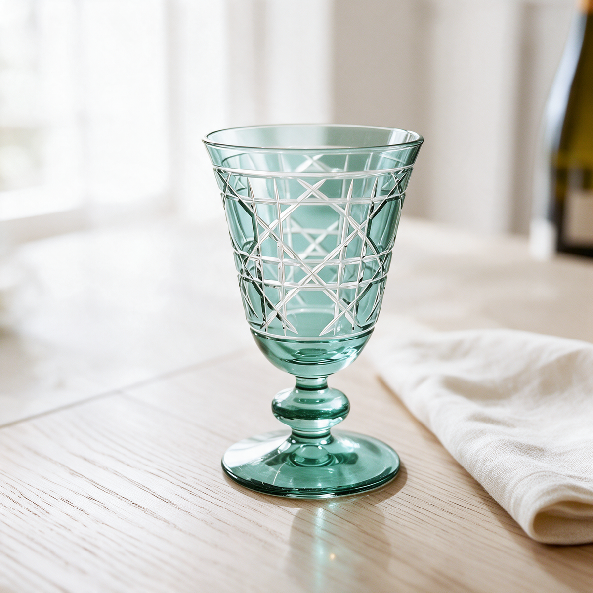 Gloria Cut Crystal Wine Goblet - Margerie Crystal USA