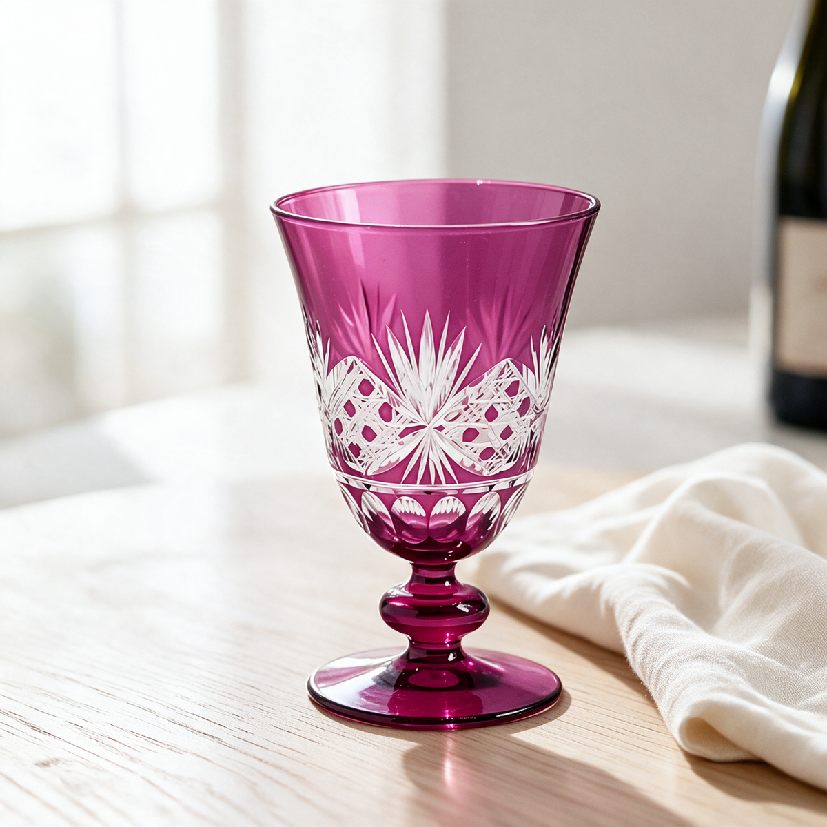 Victorian Cut Glass Goblet - Margerie Crystal USA