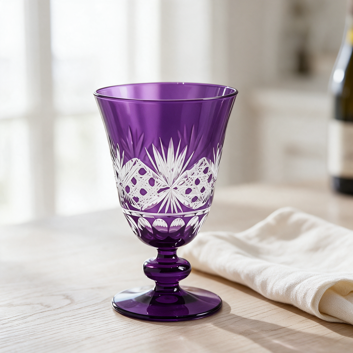 Victorian Cut Glass Goblet - Margerie Crystal USA