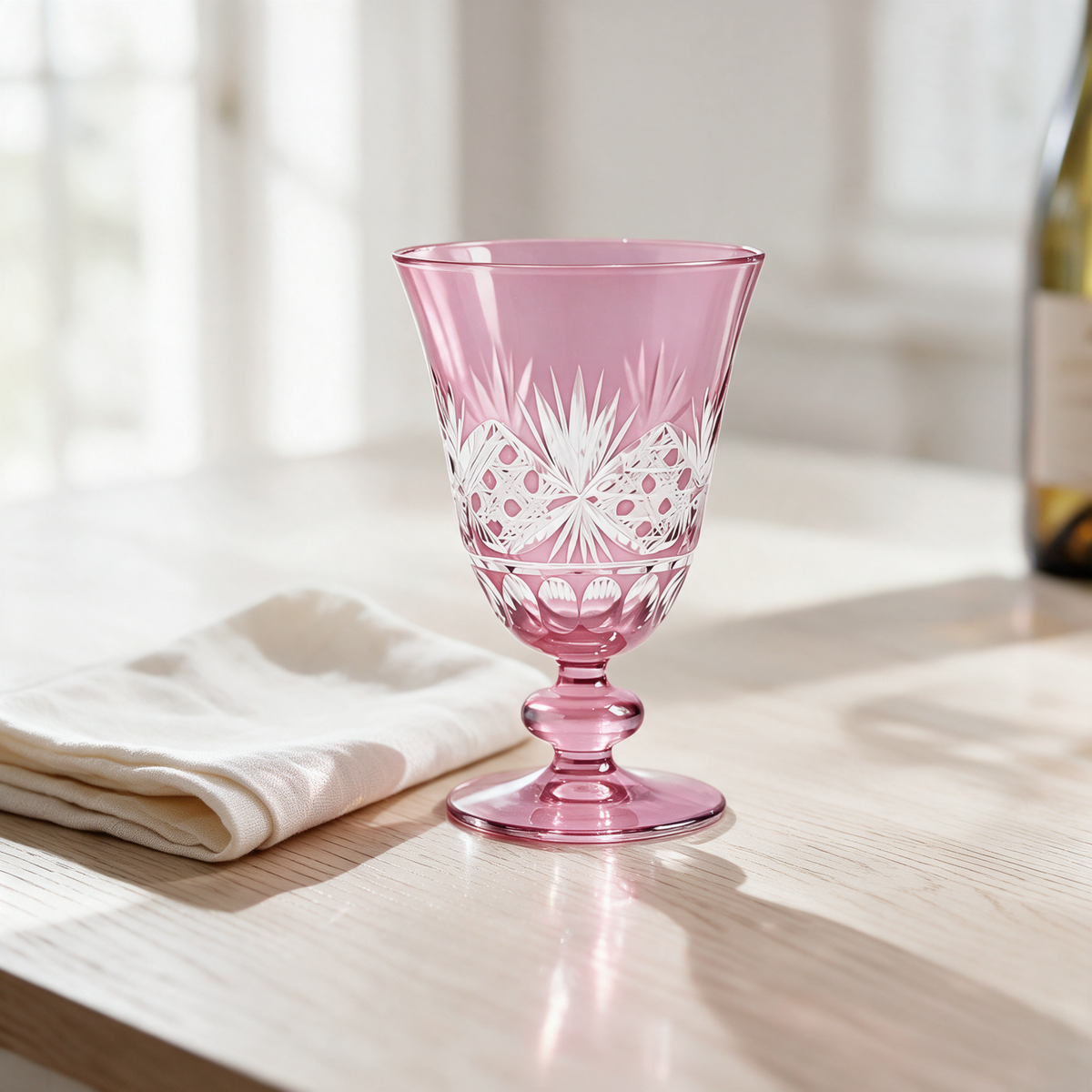 Victorian Cut Glass Goblet - Margerie Crystal USA