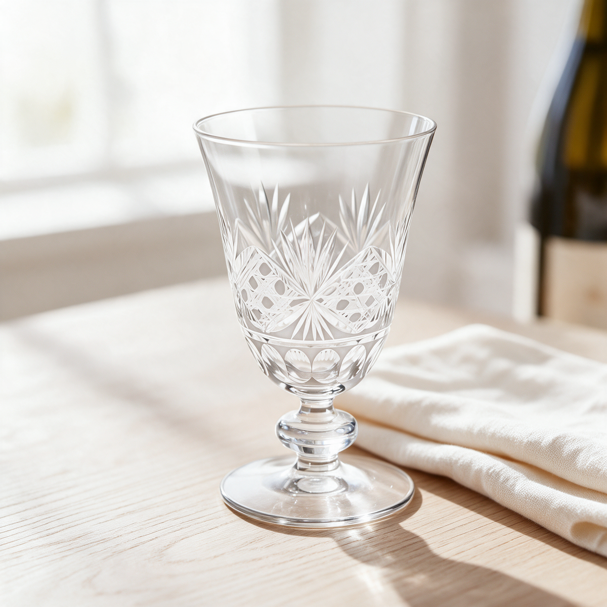 Victorian Cut Glass Goblet - Margerie Crystal USA
