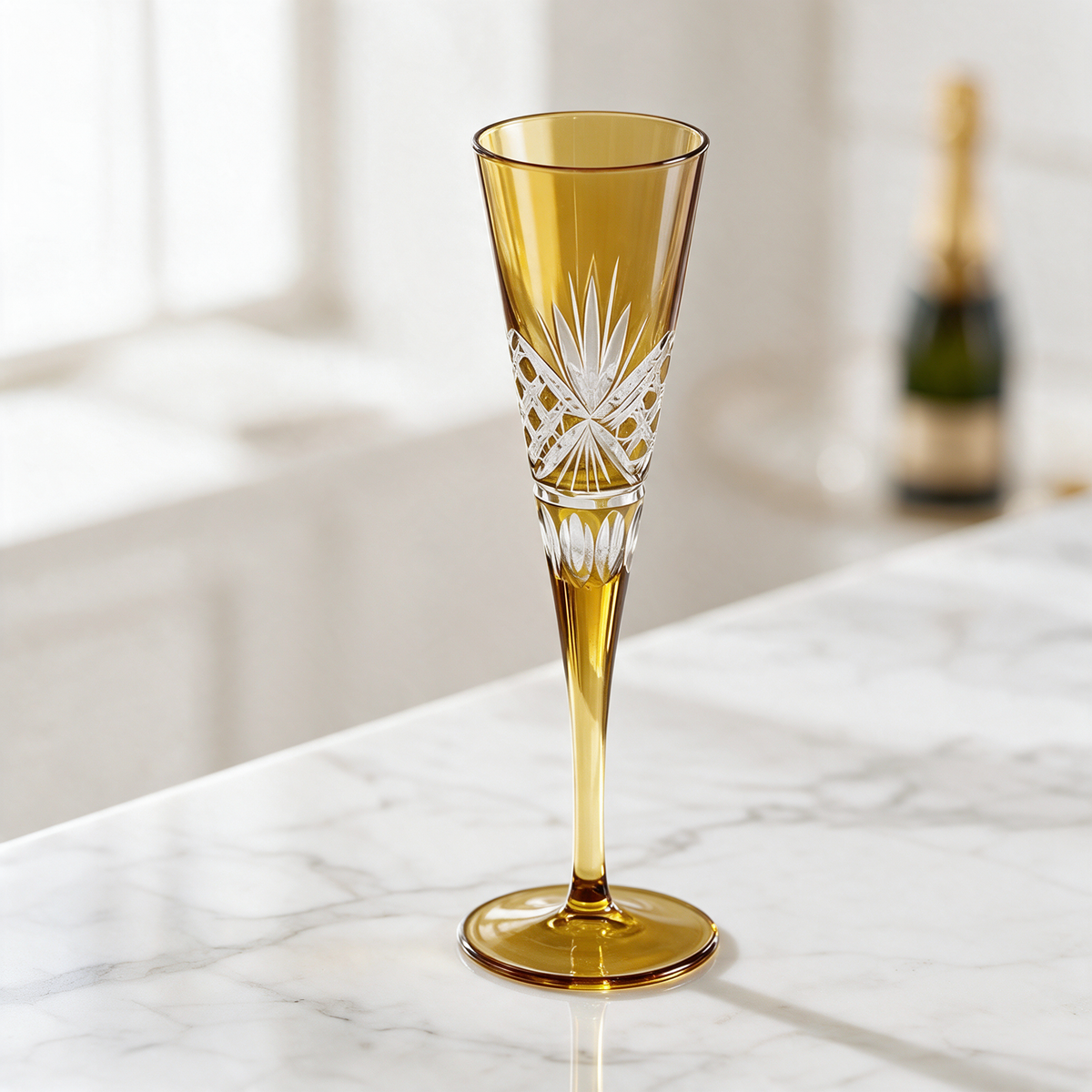 Victorian Cut Champagne Flute - Margerie Crystal USA