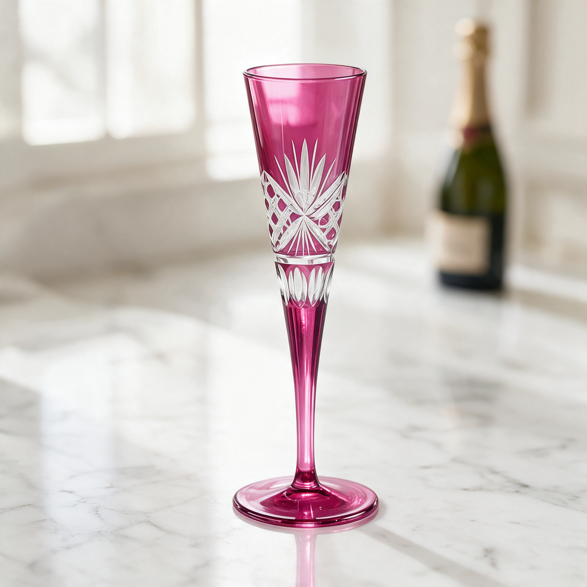 Victorian Cut Champagne Flute - Margerie Crystal USA