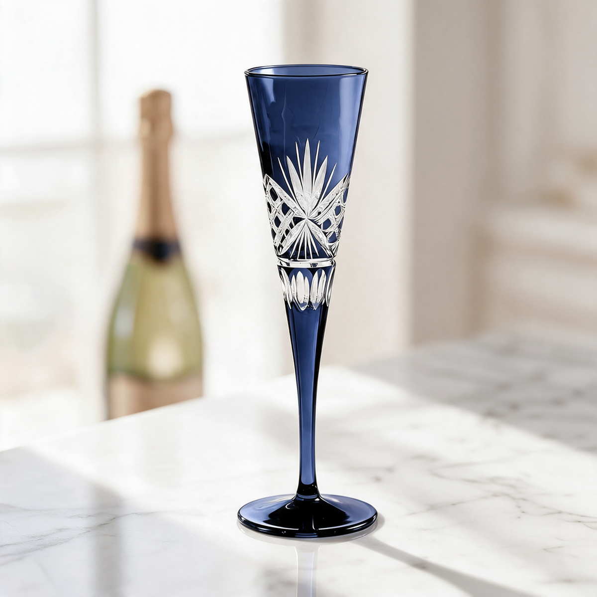 Victorian Cut Champagne Flute - Margerie Crystal USA