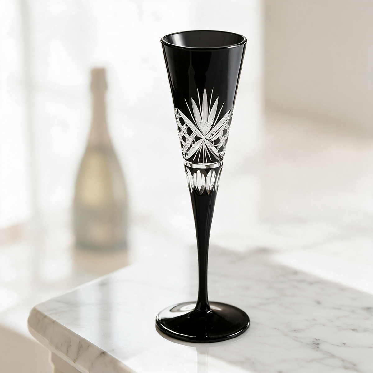 Victorian Cut Champagne Flute - Margerie Crystal USA