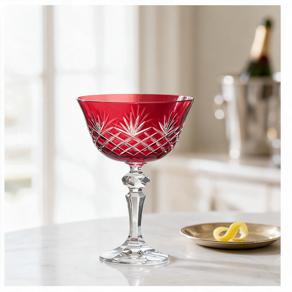 Ara Cut Crystal Champagne Coupe Glass - Margerie Crystal USA