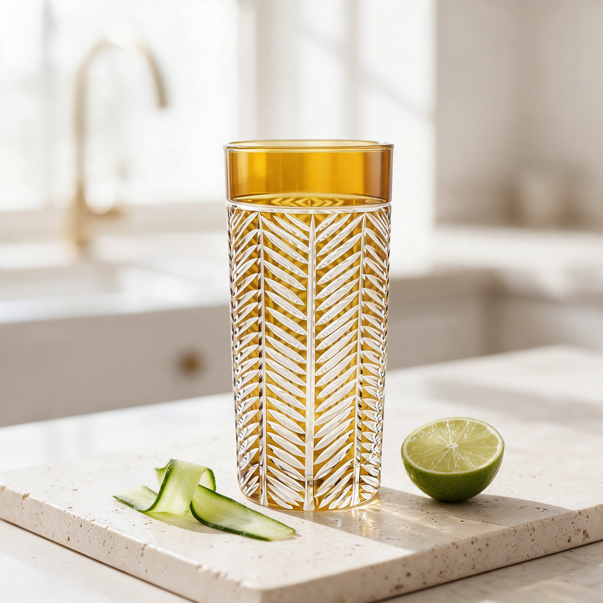 Lanza Cut Crystal Highball Glass - Margerie Crystal USA