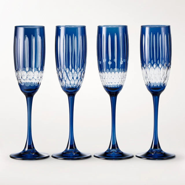Wilshire Jewel Cut Champagne Flutes, Set Of 4