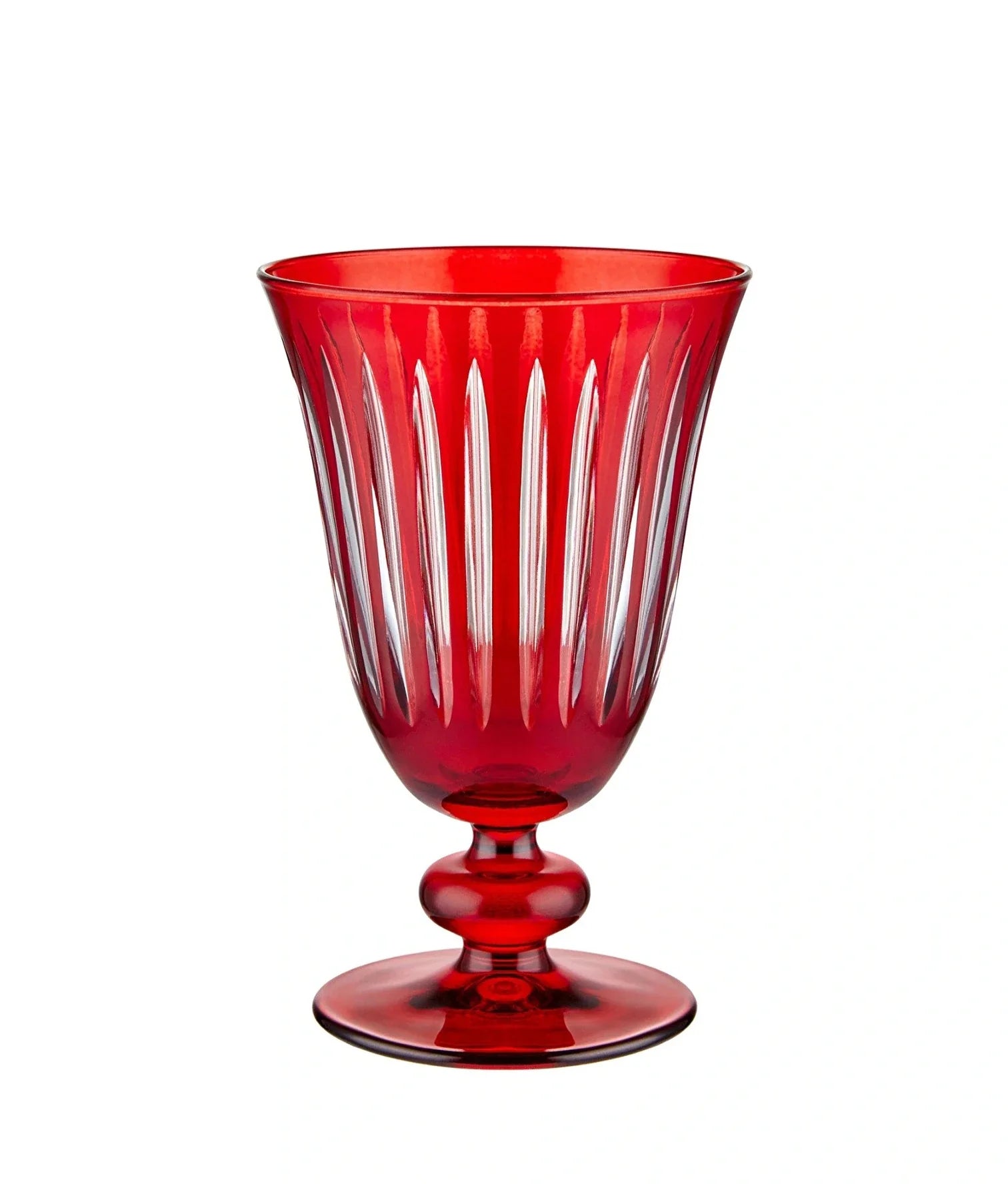 Stella Cut Crystal Wine Goblet - Set Of 2 - Margerie Crystal USA