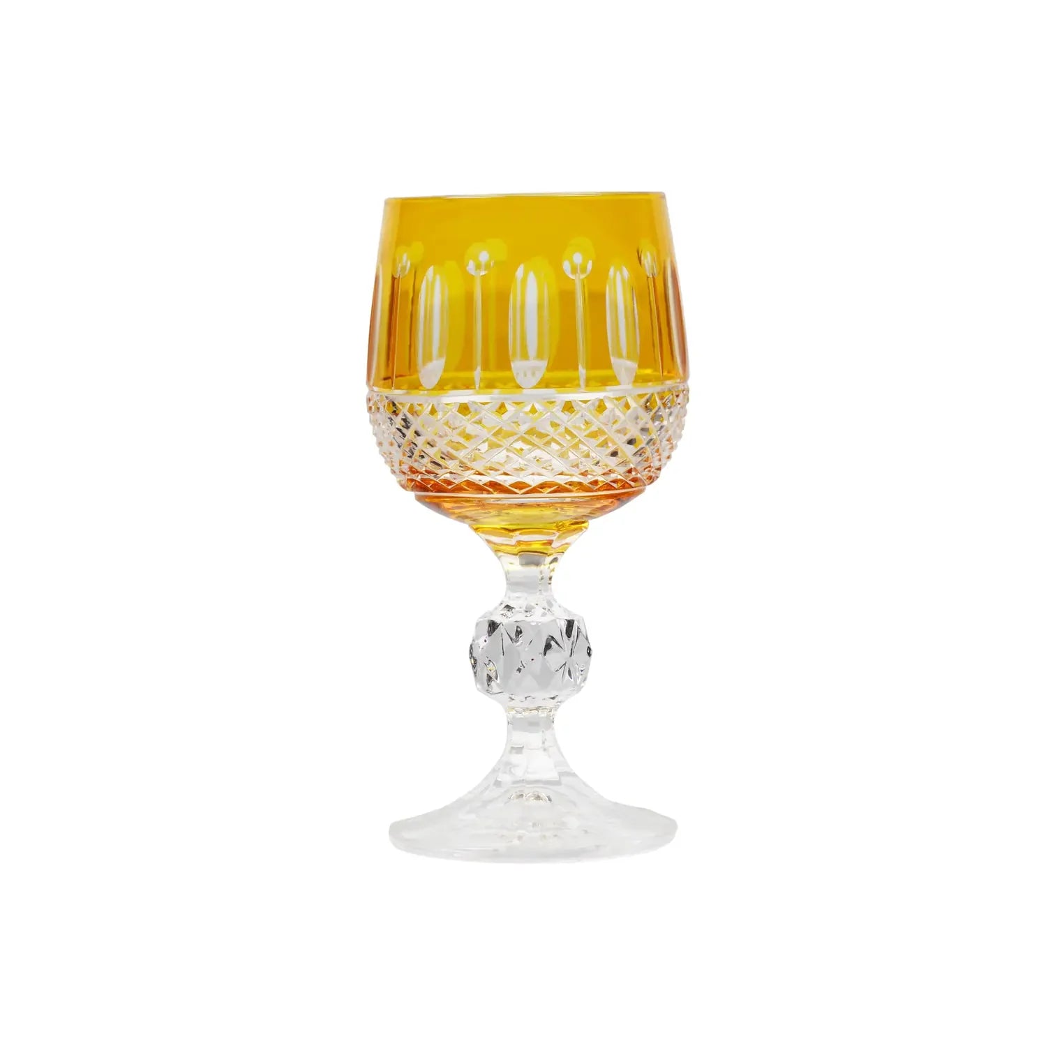 Ophelia Cut Crystal Wine Goblet - Set Of 2 - Margerie Crystal USA