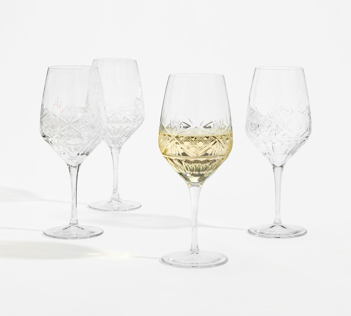 Antique Cut Wine Stem Glasses