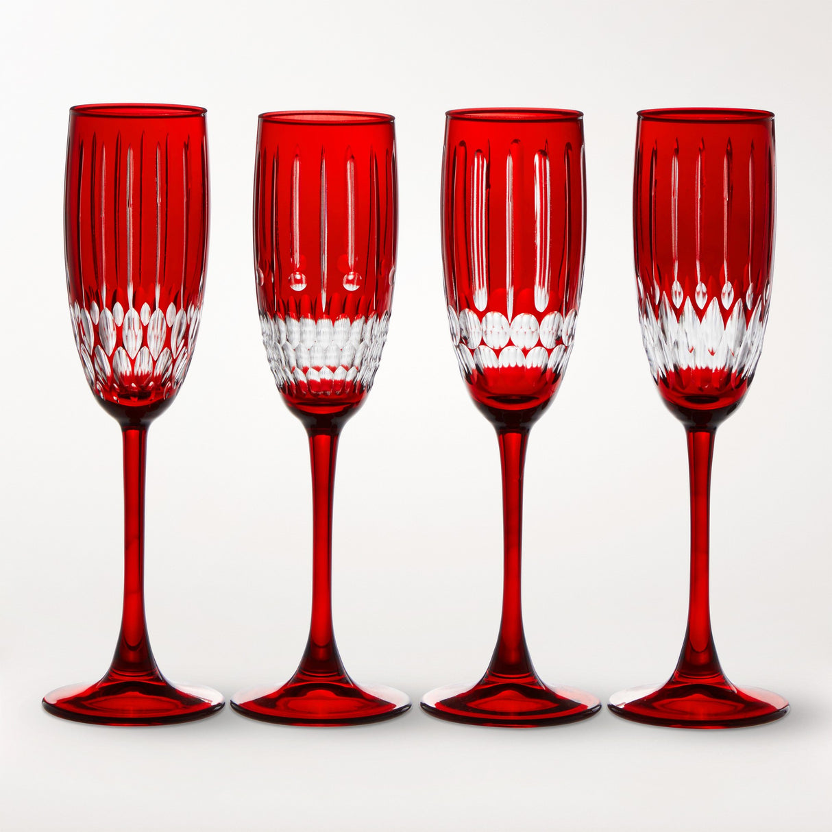 Wilshire Jewel Cut Champagne Flutes, Set Of 4