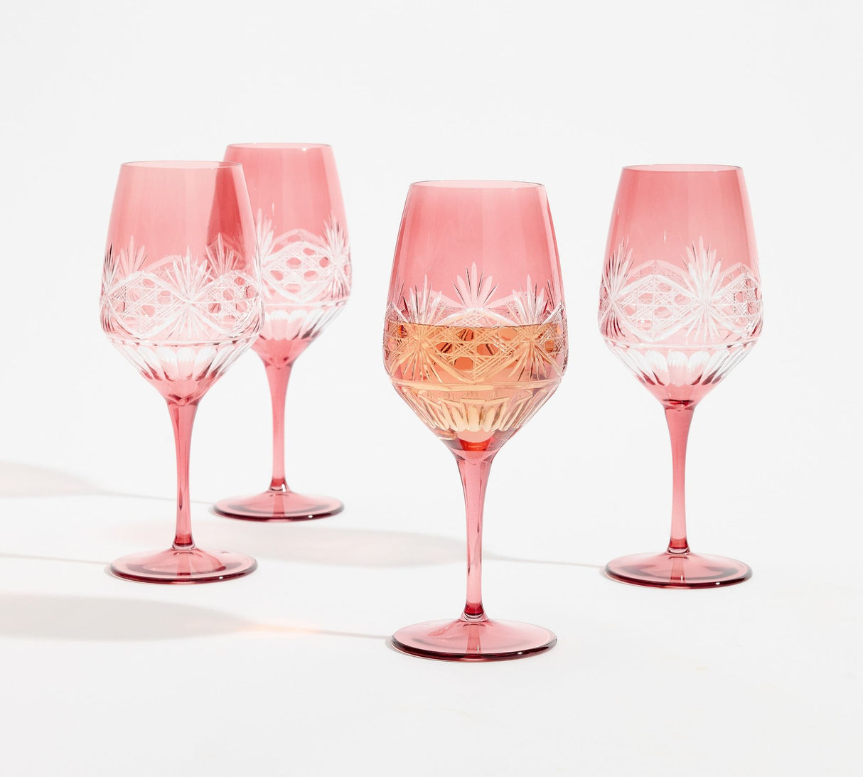 Antique Cut Wine Stem Glasses