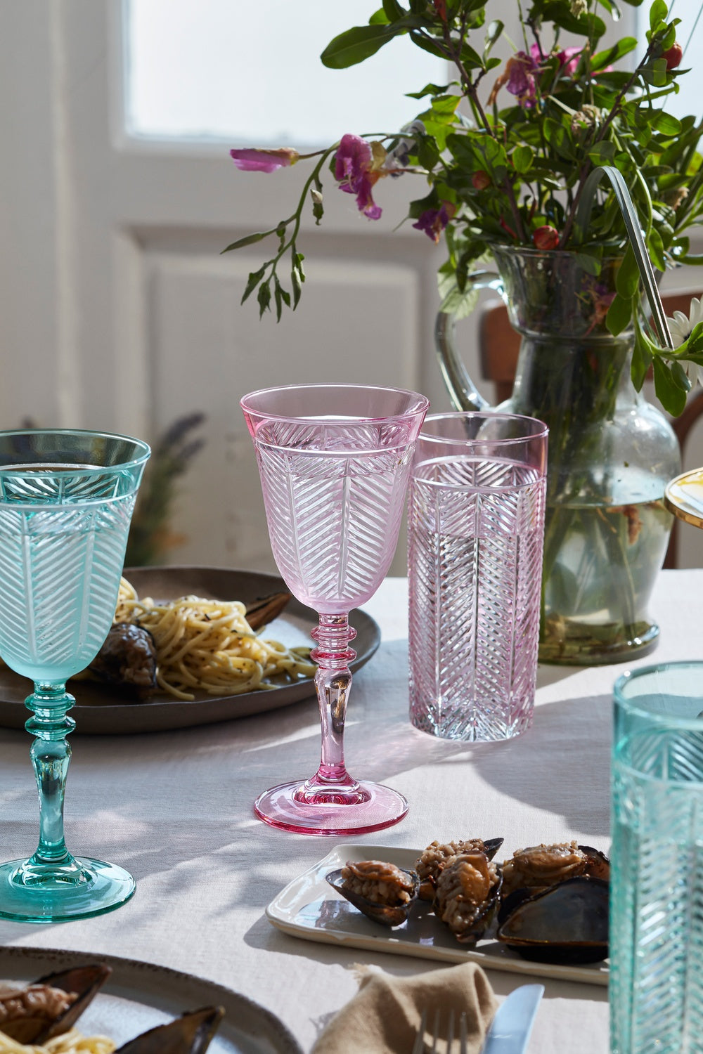 Lanza Cut Crystal Wine Glasses - Set Of 2 - Margerie Crystal USA