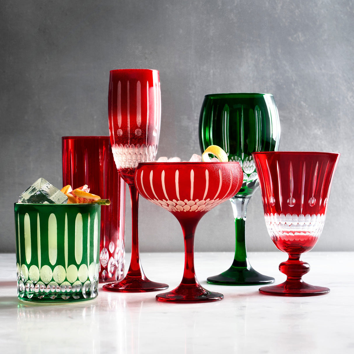 Wilshire Jewel Cut Mixed Wine Glasses, Set of 4